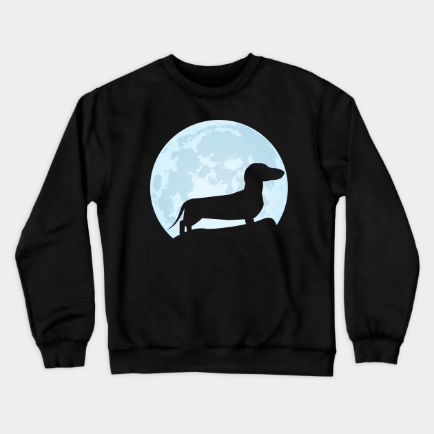 dachshund lover dog moon gift wiener dog silhouette Crewneck Sweatshirt by T-shirt verkaufen